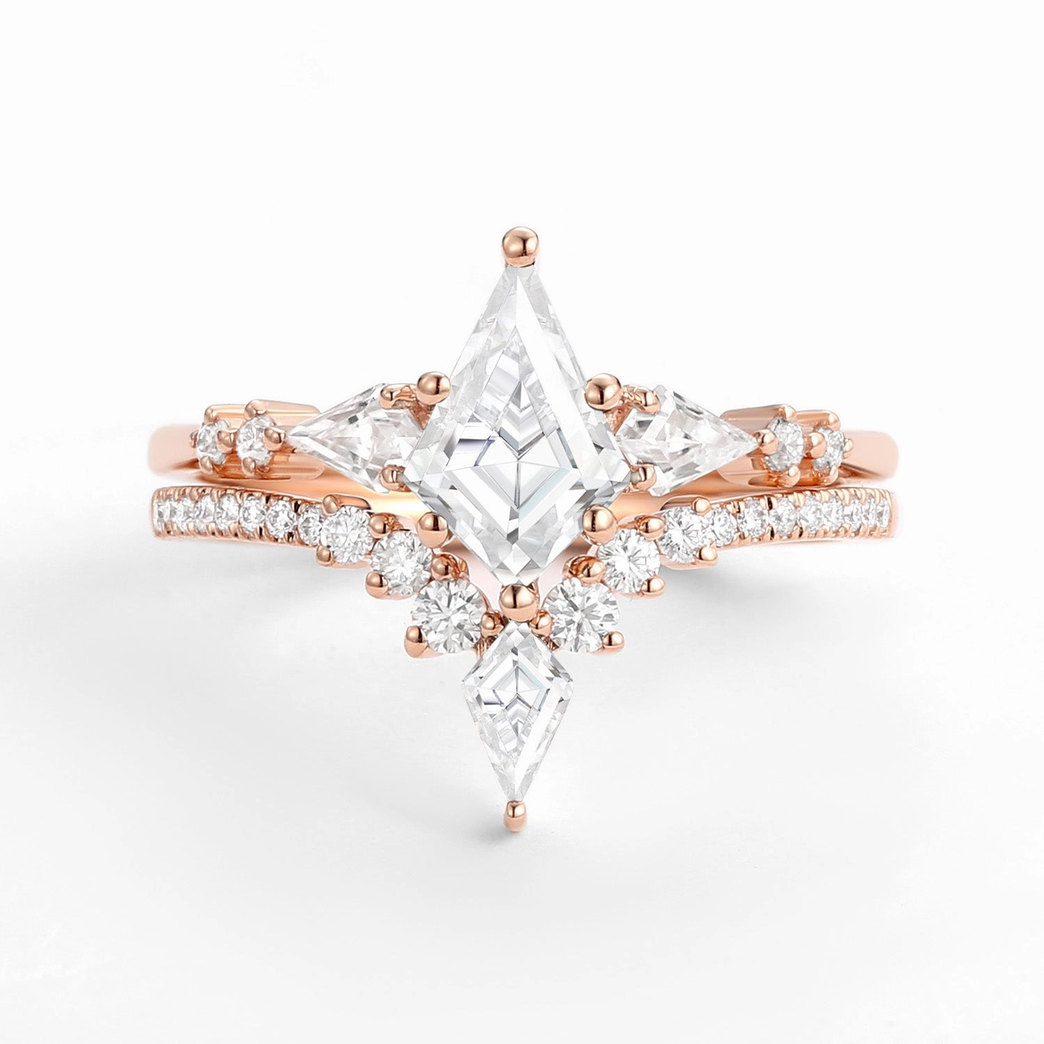 Weekend Vibe Twin Flames - Women Kite Moissanite Wedding Ring Sets 2pcs