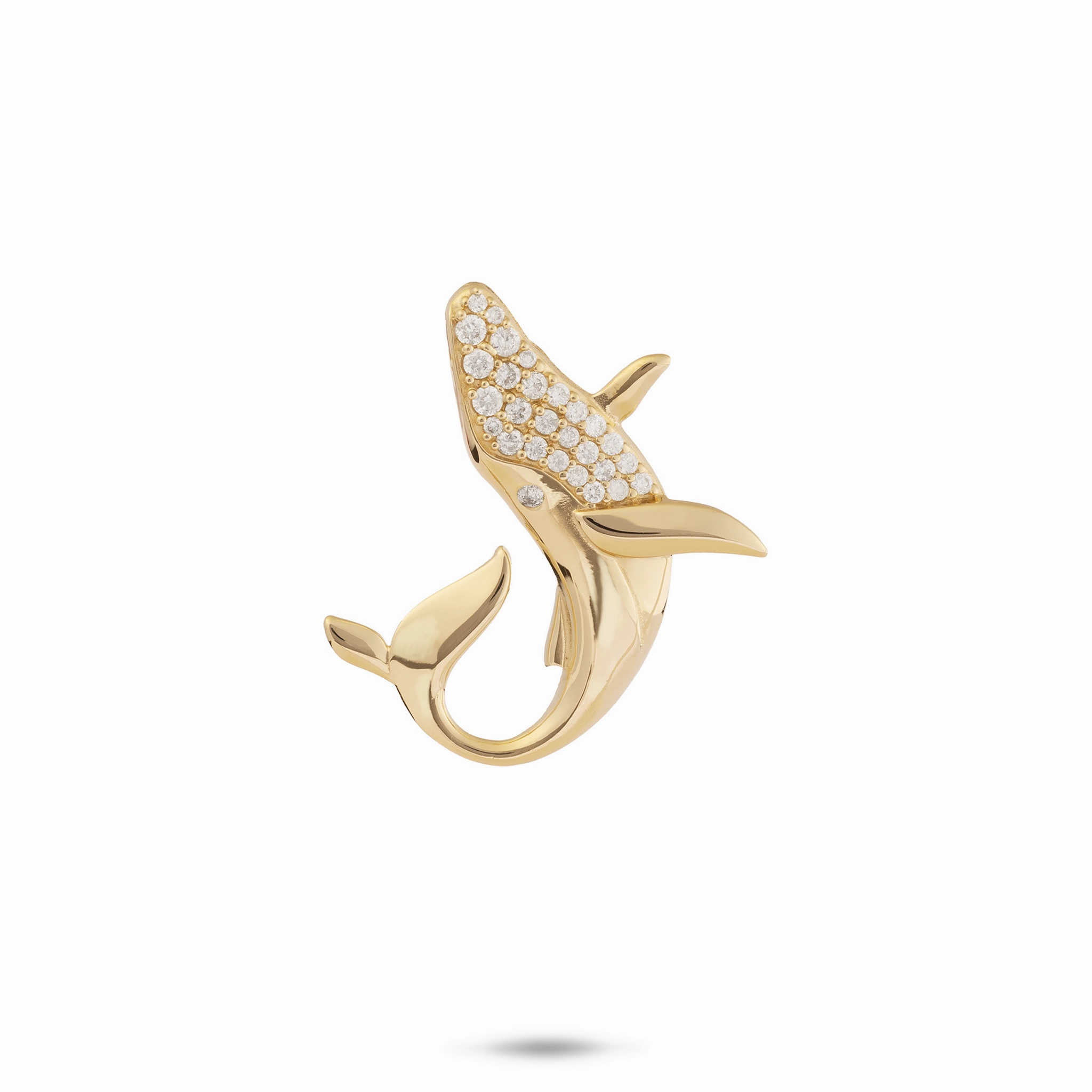 Ocean Dance Whale Pendant in Gold with Diamonds - 22mm Charming Edge