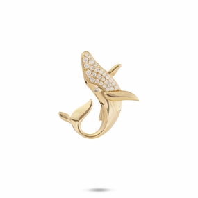 Ocean Dance Whale Pendant in Gold with Diamonds - 22mm Charming Edge