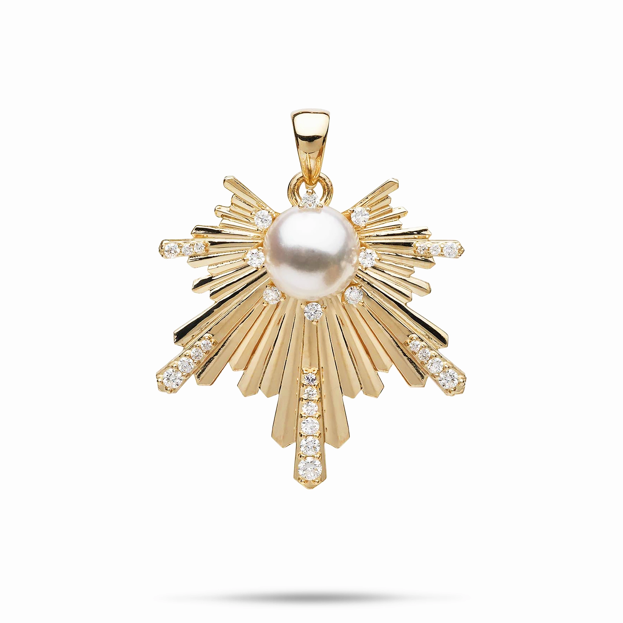 Pure Form E Ho???la Akoya White Pearl Pendant in Gold with Diamonds - 27mm