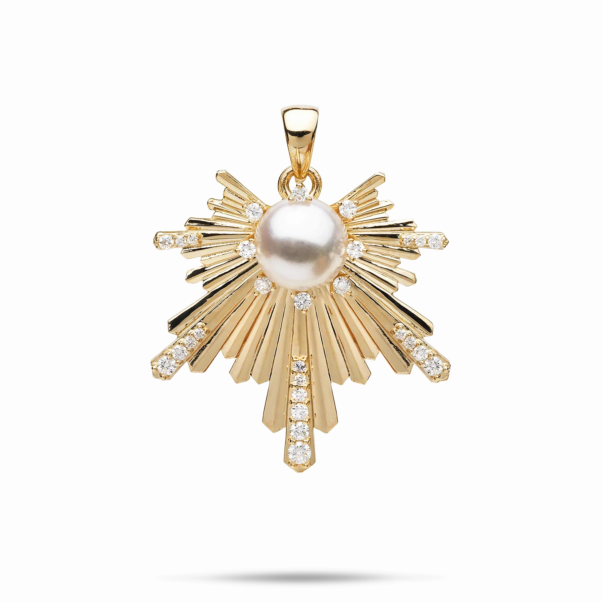 E Ho???la Akoya White Pearl Pendant in Gold with Diamonds - 27mm Sparkle Mood