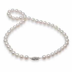 18-19" Akoya White Pearl Strand with White Gold Clasp - 8-8.5mm Day Vibe Alluring Shine