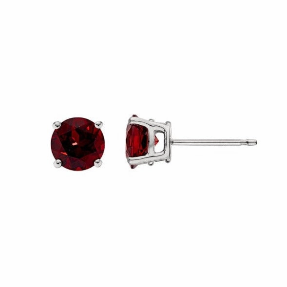 Charming Jewelry Design Classic Birthstone Stud Earrings with Garnet Gemstone