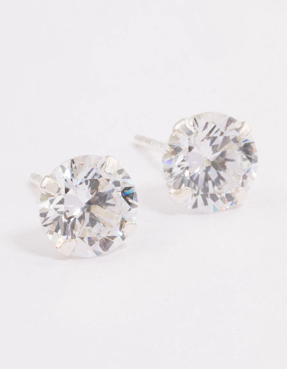 Sterling Silver Double Cubic Zirconia Stud Earrings Modern Craft