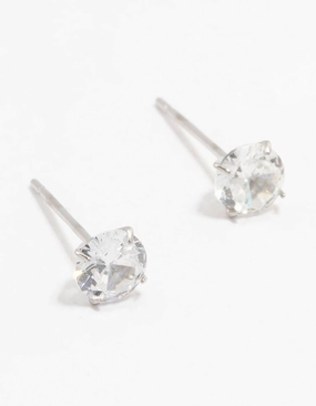 Glam Mode Clean Spark Waterproof Stainless Steel Cubic Zirconia Stud Earrings 5 MM