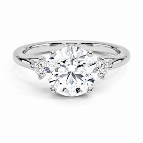Ornate Accent Floating Three Stone Lab Grown Diamond Engagement Ring