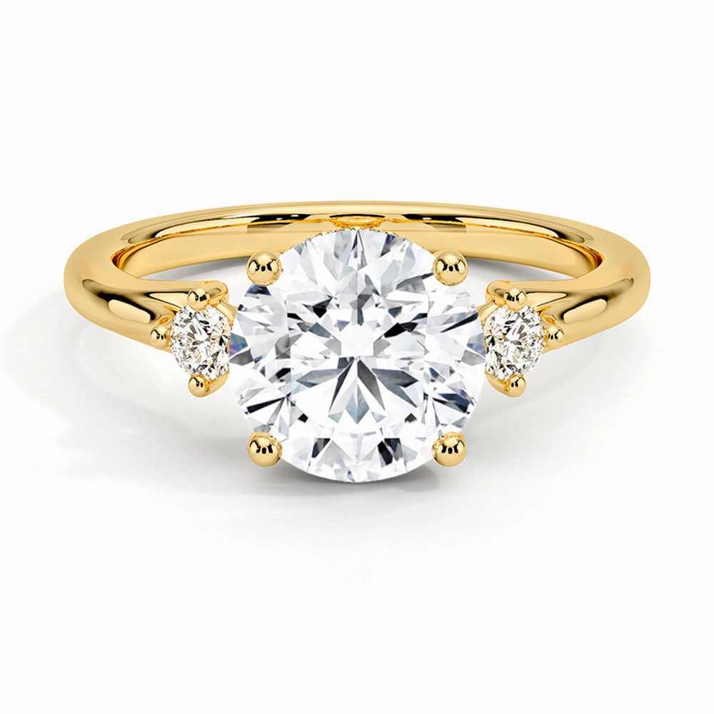 Floating Three Stone Lab Grown Diamond Engagement Ring Handcrafted Craft Radiant Finish Pieces