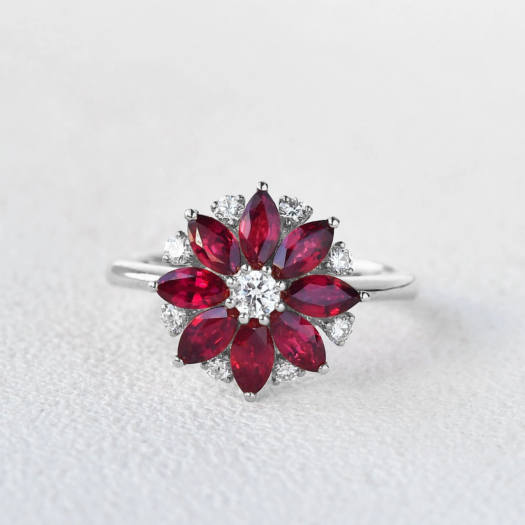 Floral Inspired - 1.5ct Natural Ruby Rose Gold Ring All Around Affordable Work