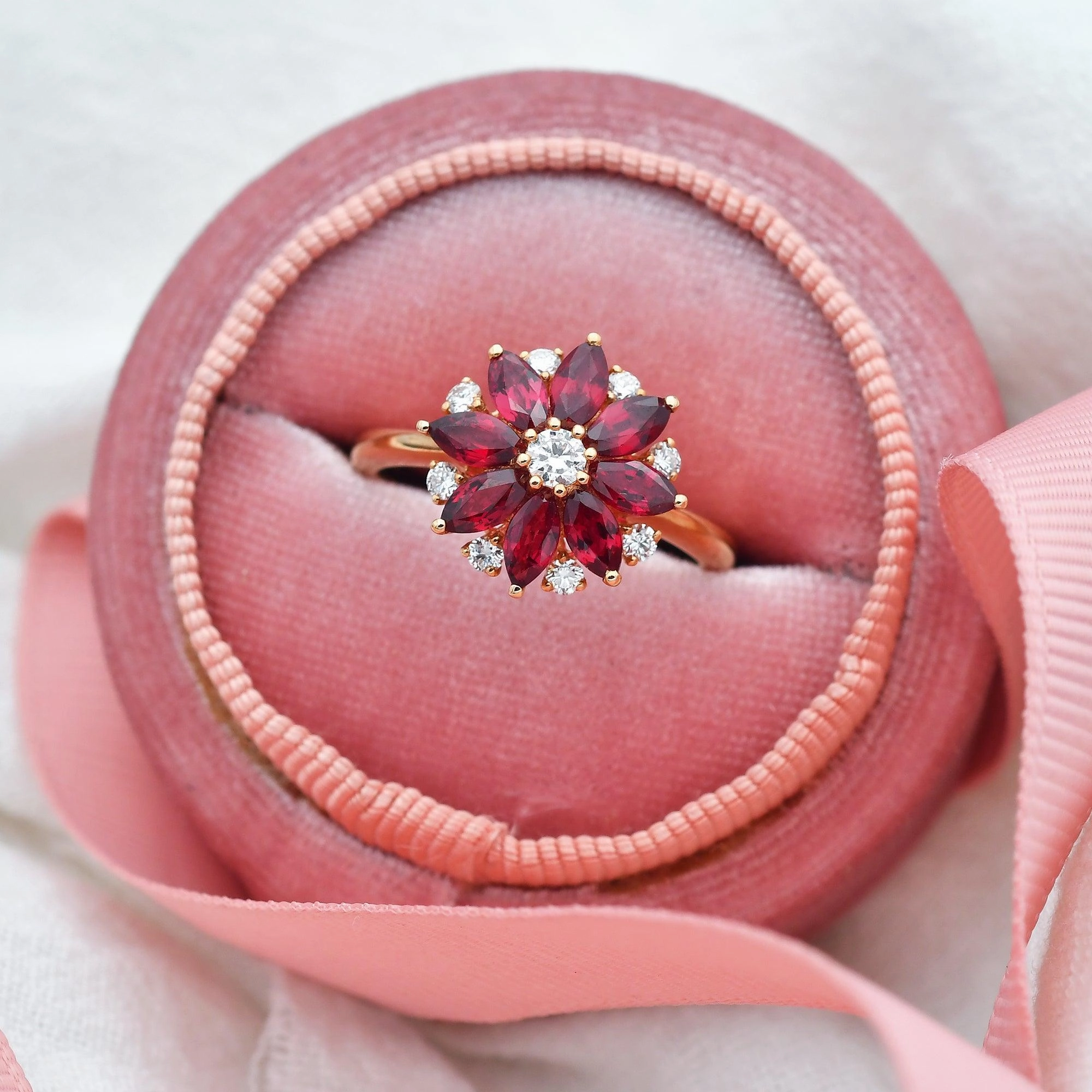 Floral Inspired - 1.5ct Natural Ruby Rose Gold Ring Secure Product