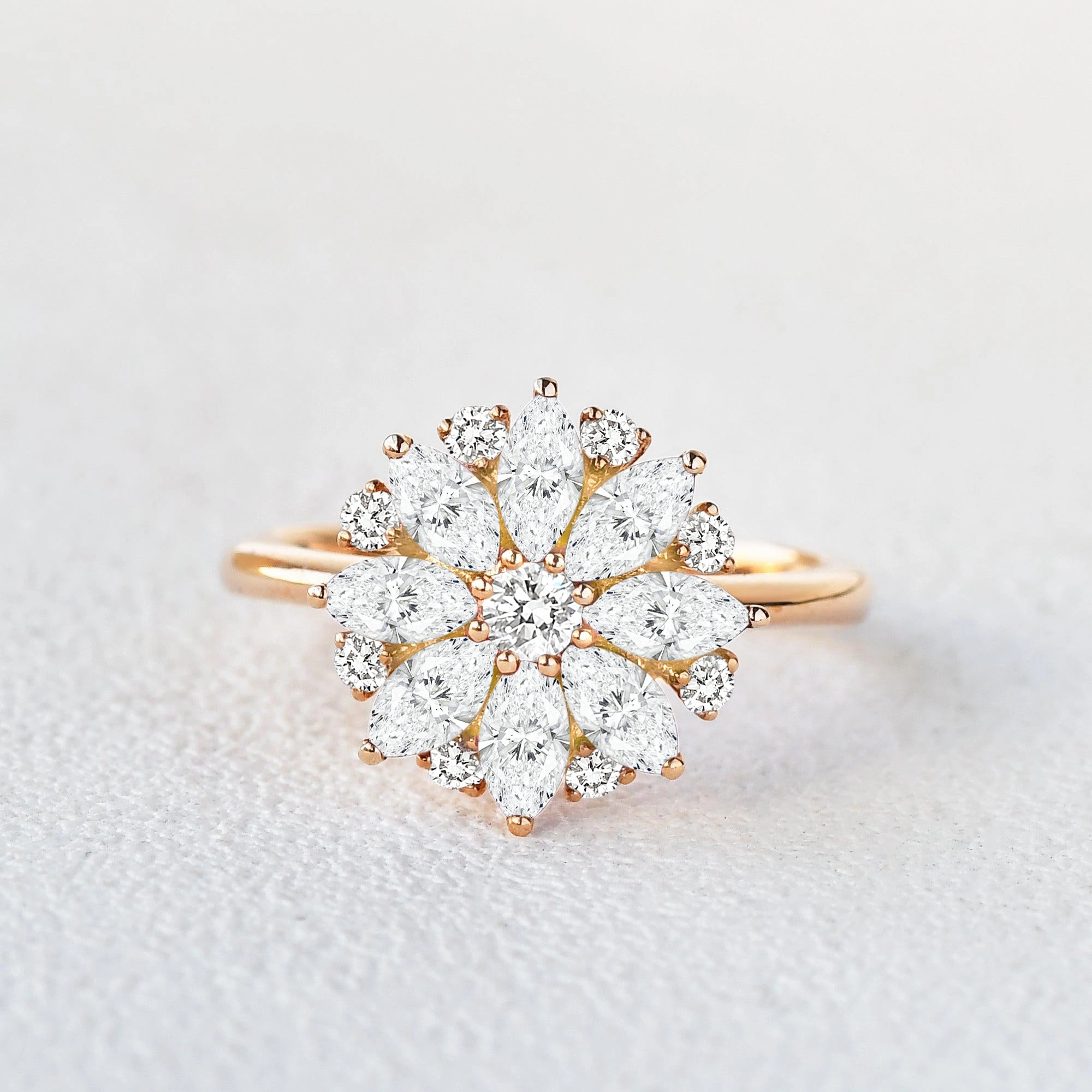 Perfect Fit Classic Jewelry Floral Inspired - Lab Grown Diamond Yellow Gold Ring