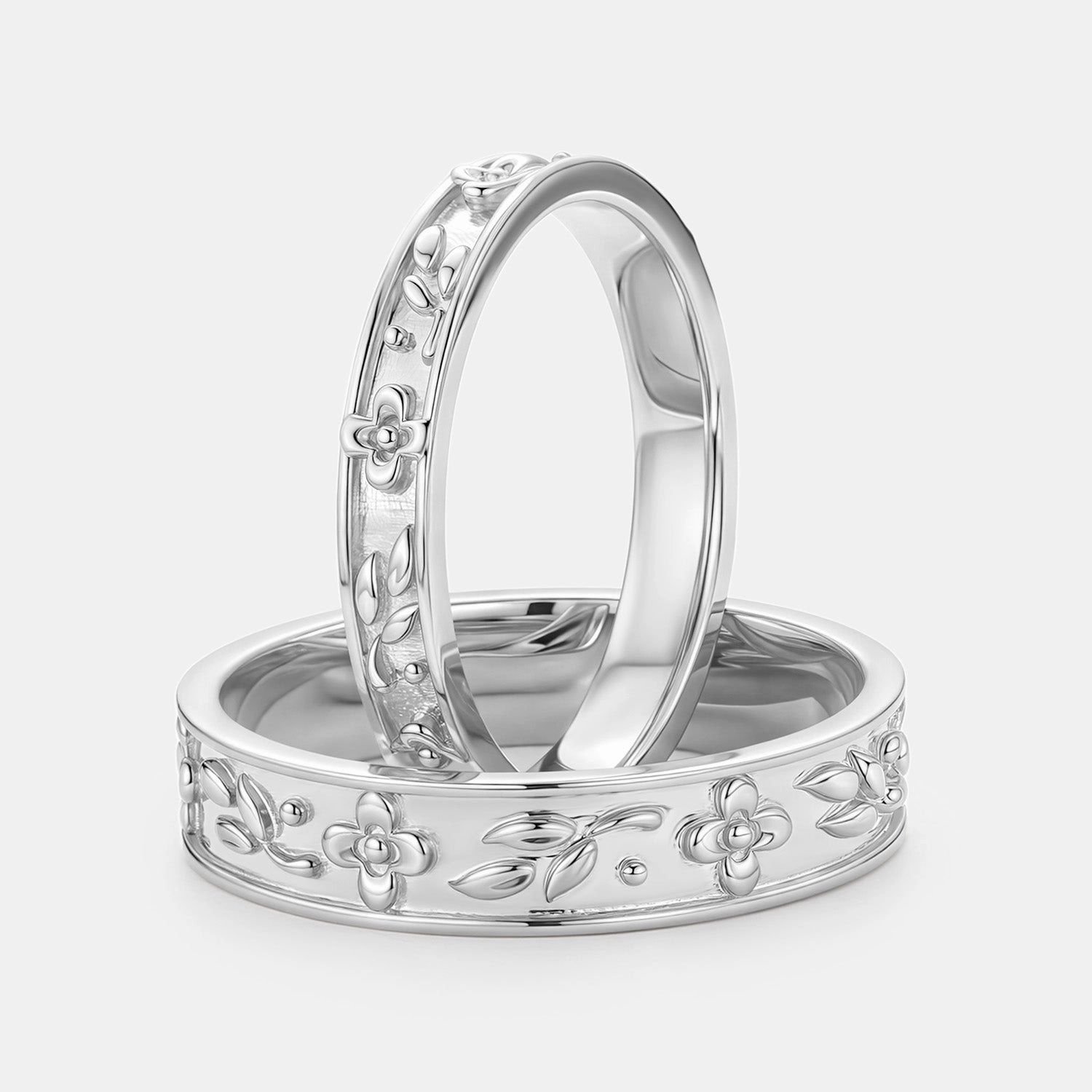 Flower Vintage Engraved Couple Ring Set 2pcs - Rosalie Beautiful Product High-Quality Look