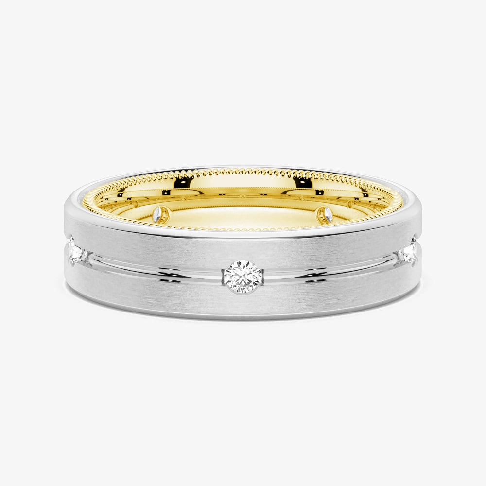 7.5mm Two Tone Matte Finish Moissanite Men's Wedding Band Romantic Spark Travel Mood