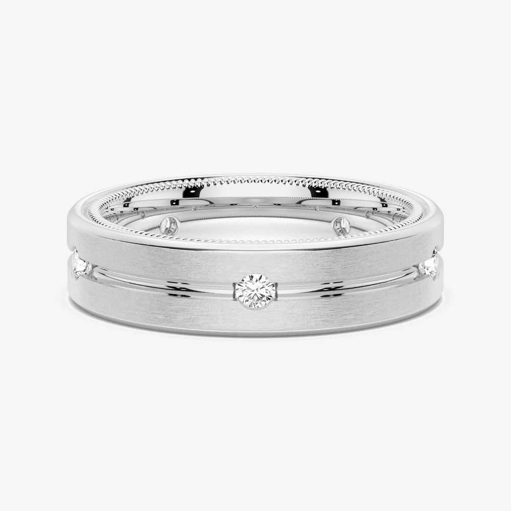 7.5mm Two Tone Matte Finish Moissanite Men's Wedding Band Luxe Craft