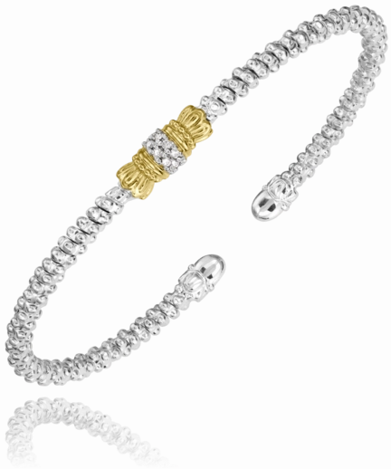 Cool Moment 14K Yellow Gold and Sterling Silver Diamond Bangle Bracelet