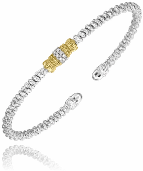 Cool Moment 14K Yellow Gold and Sterling Silver Diamond Bangle Bracelet