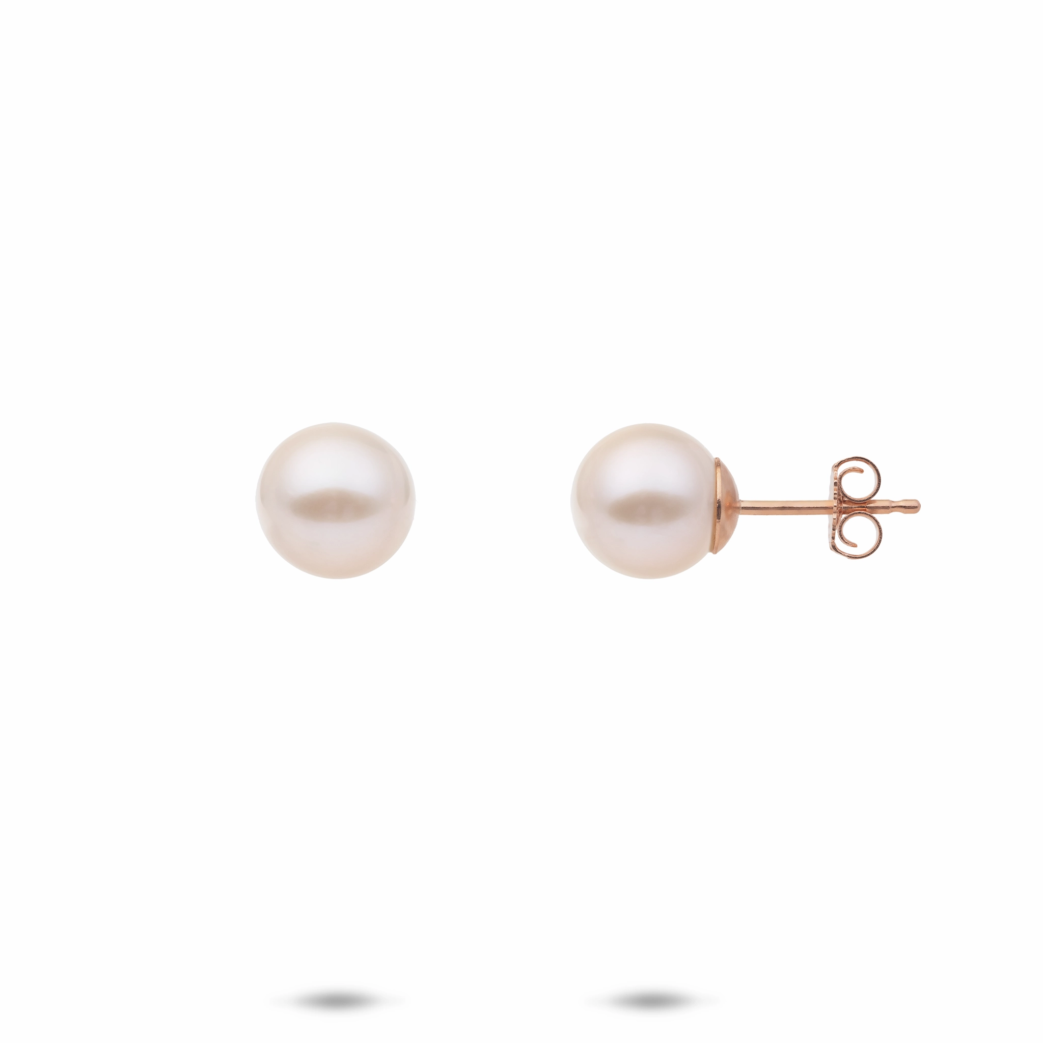 Sparkling Craftwork Freshwater Pearl Earrings in Rose Gold - 7-8mm