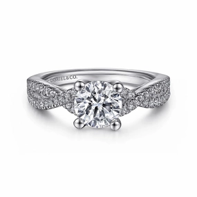 Cozy Style Daily Outfit Gina - 14K White Gold Round Twisted Diamond Engagement Ring