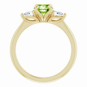 14K Yellow Natural Peridot & 1/4 CTW Natural Diamond Ring Creative Bauble Adjustable size