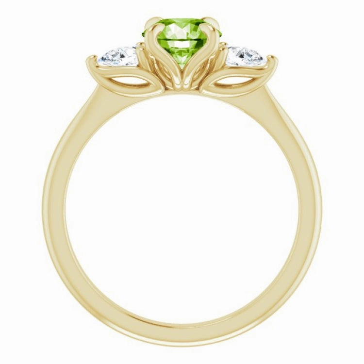 14K Yellow Natural Peridot & 1/4 CTW Natural Diamond Ring Creative Bauble Adjustable size