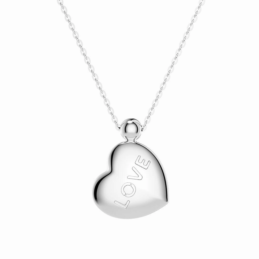 Double Side Engraved "Love" Heart Necklace Handcrafted Feel
