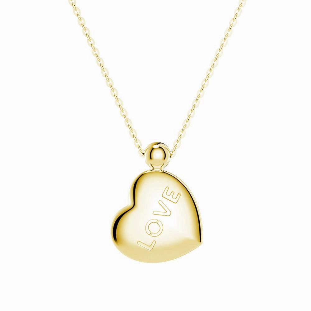 Exclusive Charm Double Side Engraved "Love" Heart Necklace