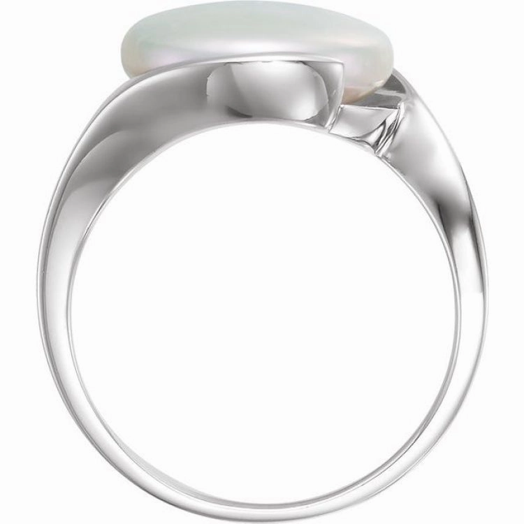 Graceful Appearance Sterling Silver Cultured White Freshwater Pearl Coin Ring
