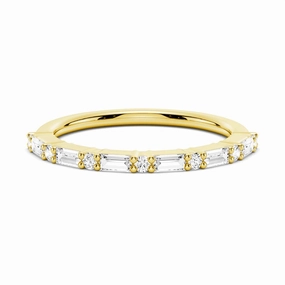 Baguette And Round Prong Moissanite Anniversary Band Cool Form