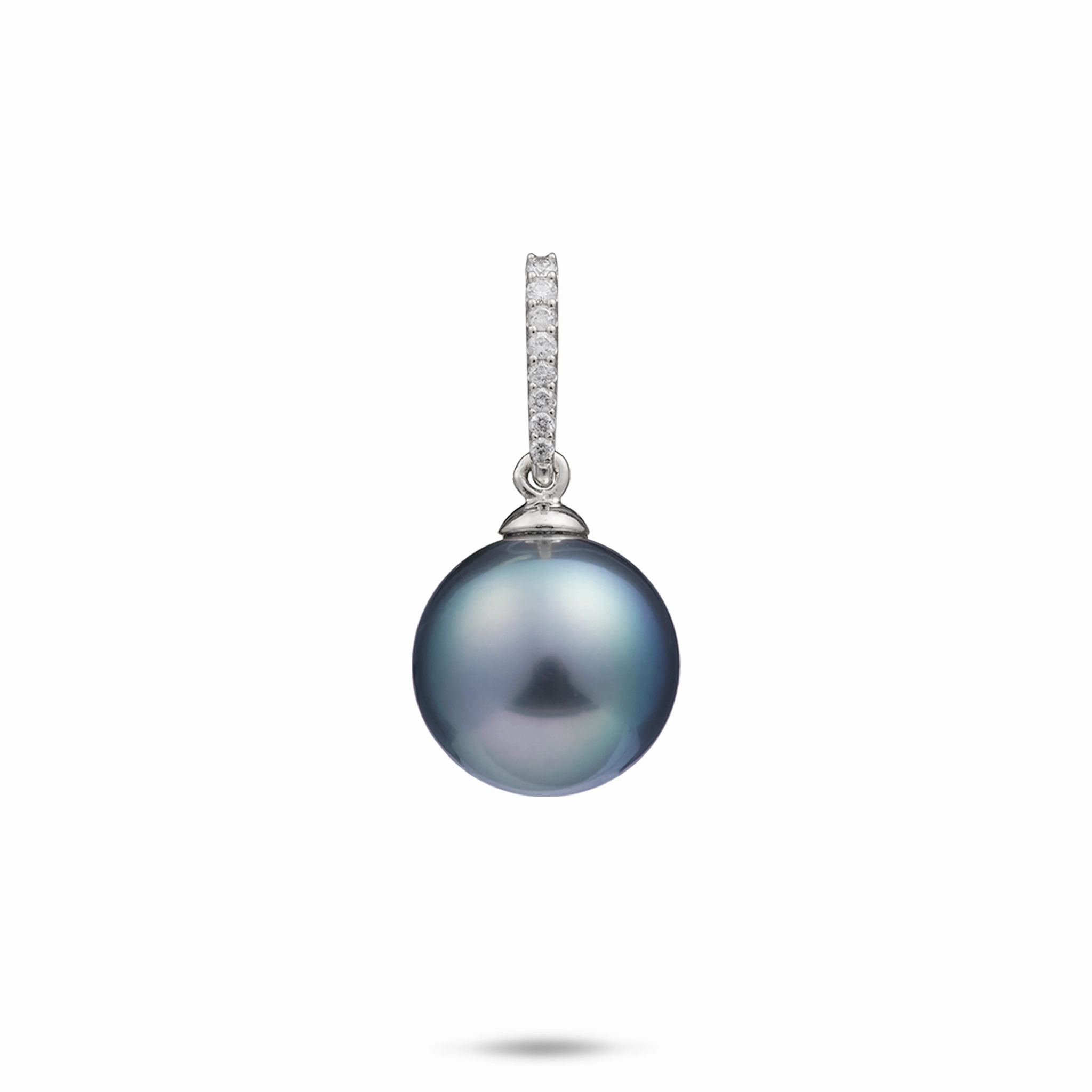 Tahitian Black Pearl Pendant in White Gold with Diamonds - 12-14mm Luxury Radiance Sparkle Pop