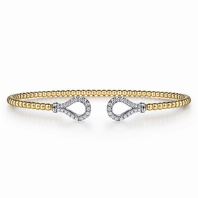 14K Yellow-White Gold Bujukan Diamond Teardrops Bangle Party Gift