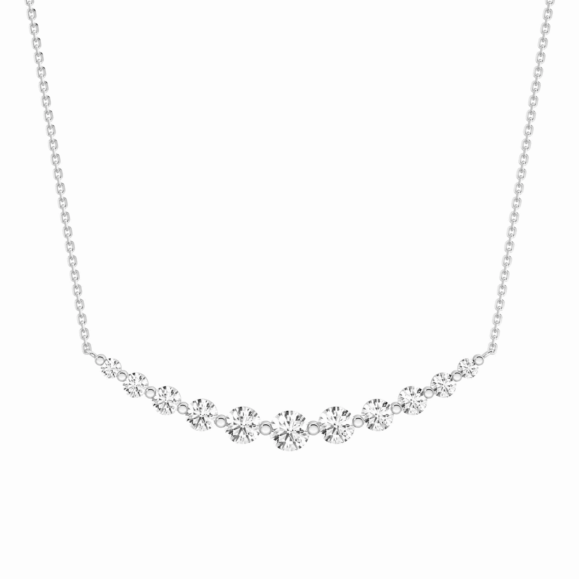 Luminous Touch Luxury Appeal Lab Grown Diamond Eleven Stone Curved Bar Necklace