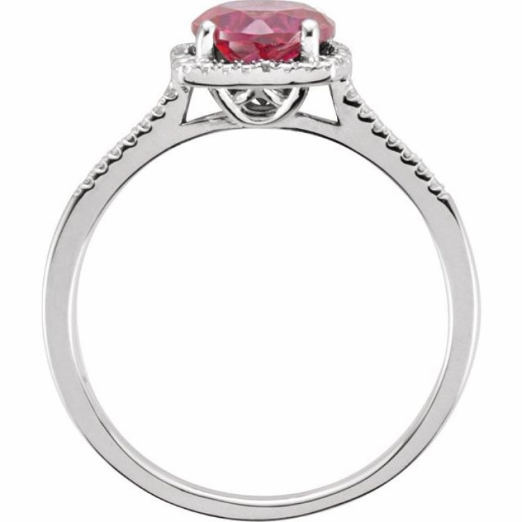 Sterling Silver Lab-Grown Ruby & .01 CTW Natural Diamond Ring Style Statement