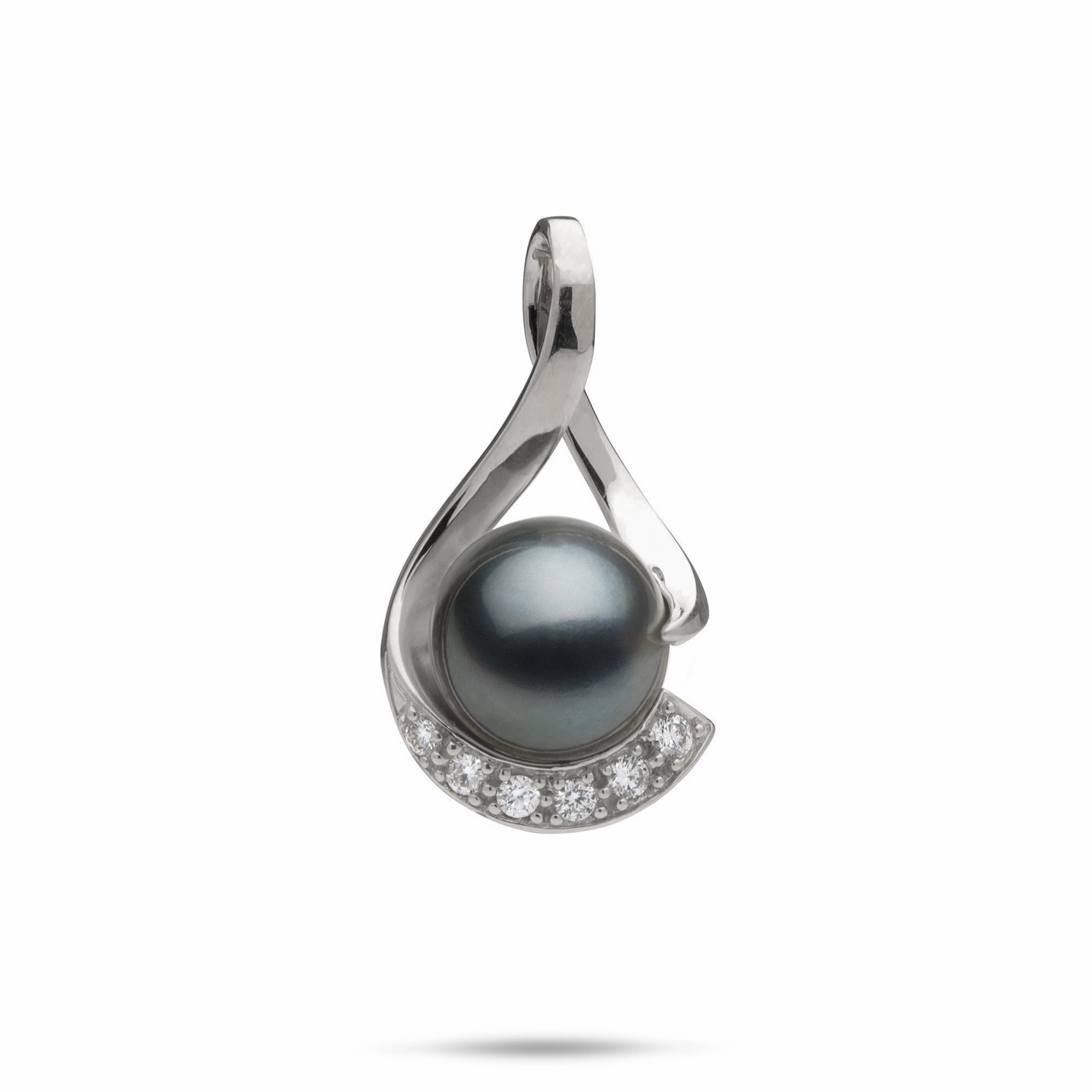 Tahitian Black Pearl Infinity Pendant in White Gold with Diamonds - 11-12mm Everlasting Appeal Trend Style