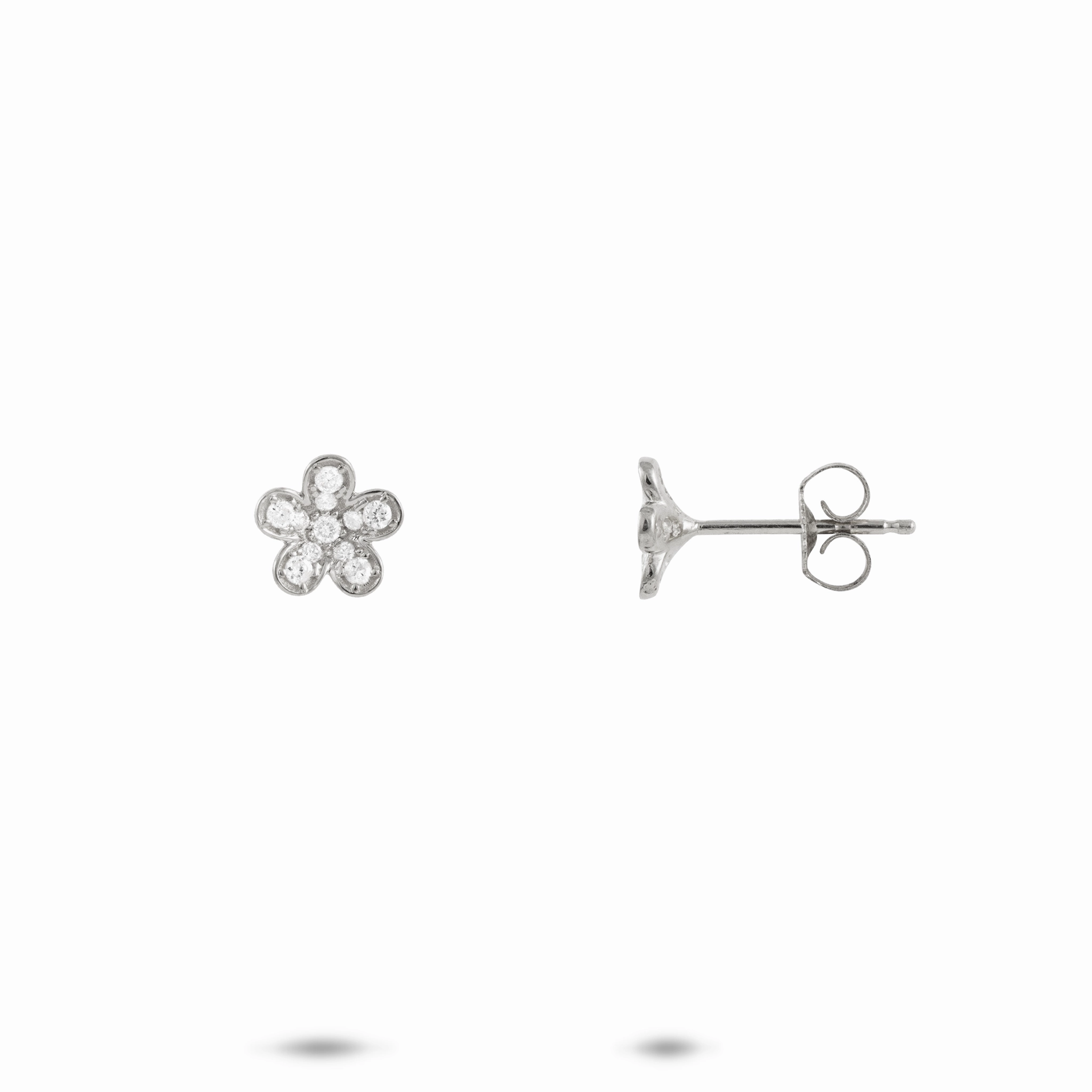 fashion lover Holiday Accent Plumeria Earrings in White Gold with Diamonds - 7mm