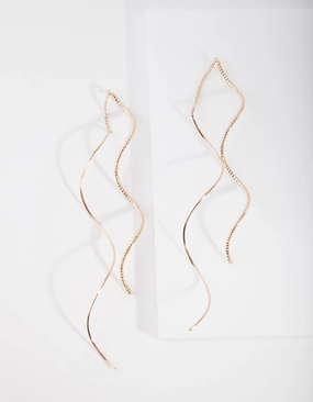 Gold Double Wave Thread-Through Earrings Vibrant Charm