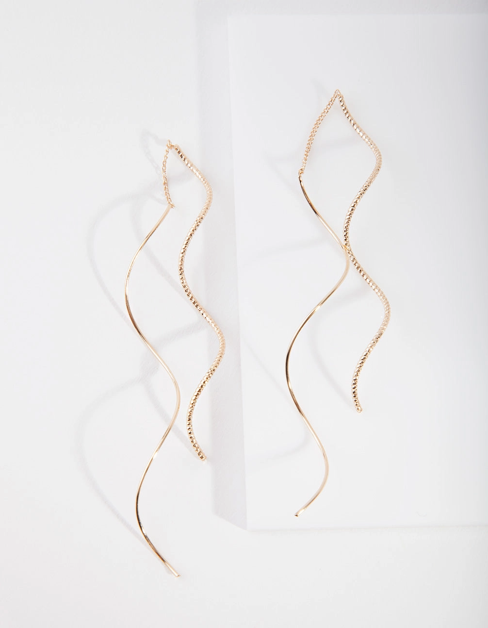 Gold Double Wave Thread-Through Earrings Vibrant Charm