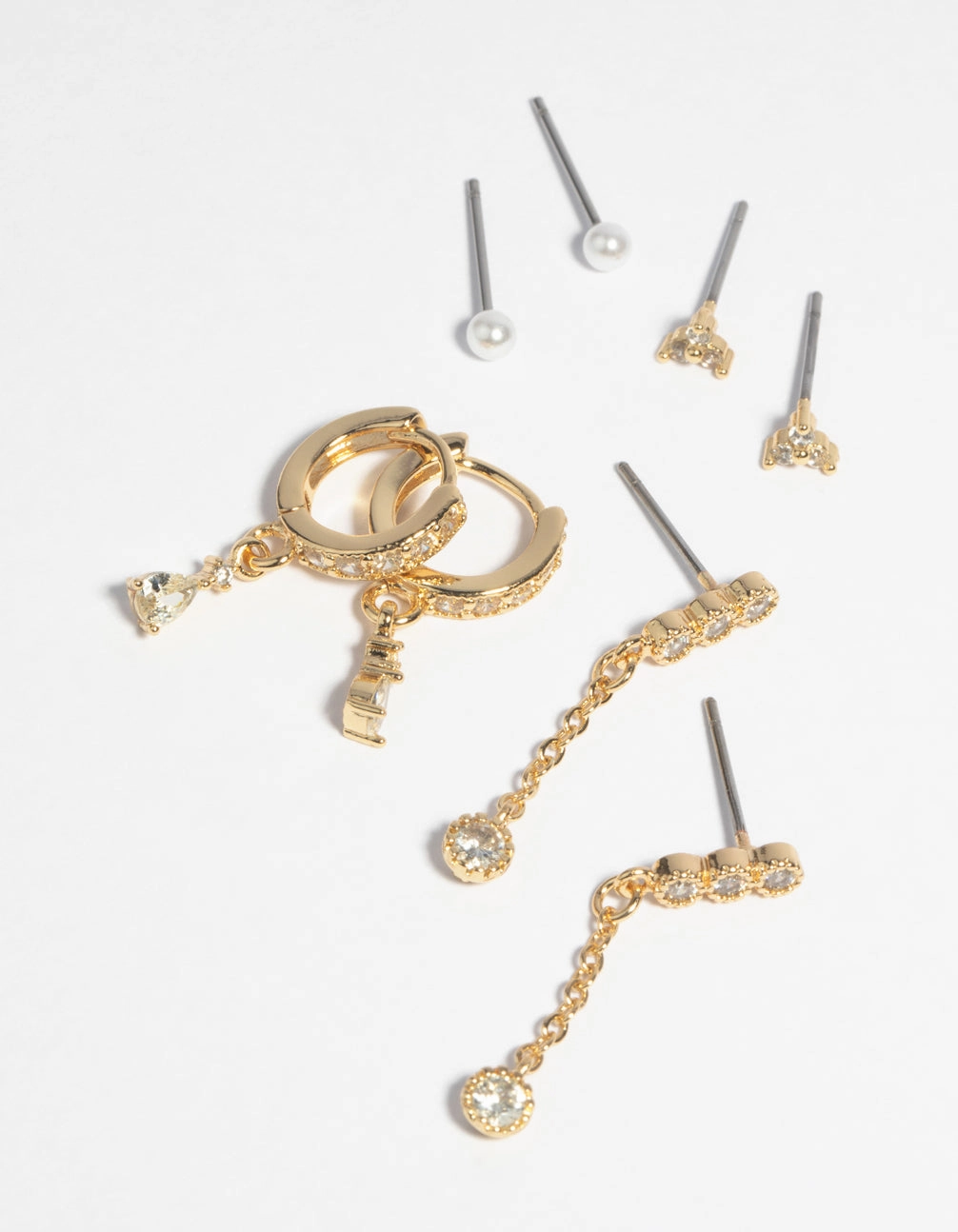 Gold Plated Cubic Zirconia & Pearl Earring 4-Pack Quick Style