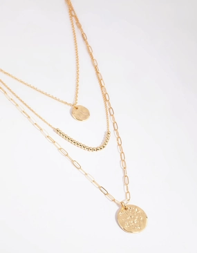 Gold Plated Disc & Ball Necklace Layered Necklace Lively Spark