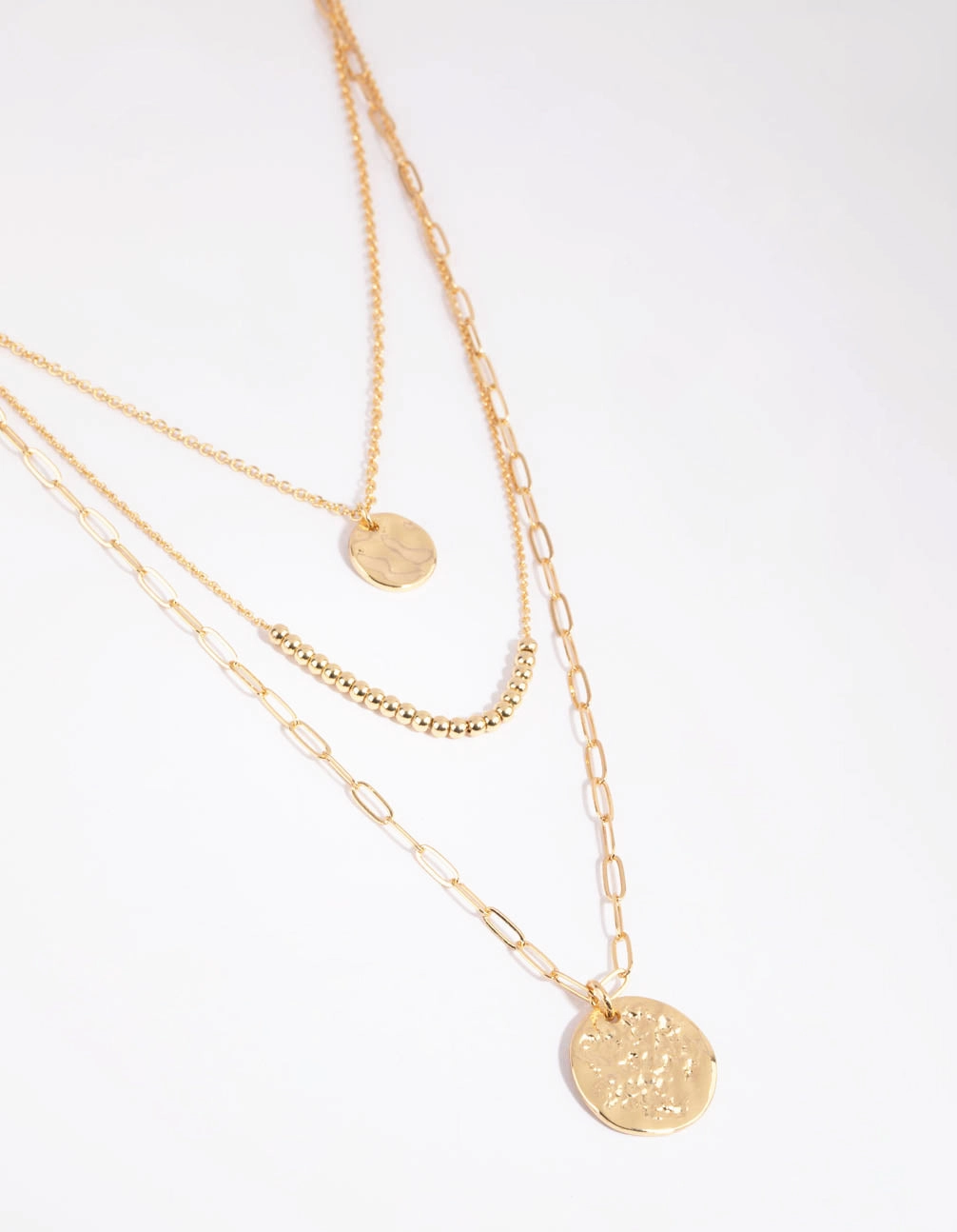 Gold Plated Disc & Ball Necklace Layered Necklace Lively Spark