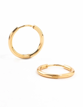 Bridal Accent Gold Plated Stainless Steel Thin Clicker Hoop Earrings 18mm