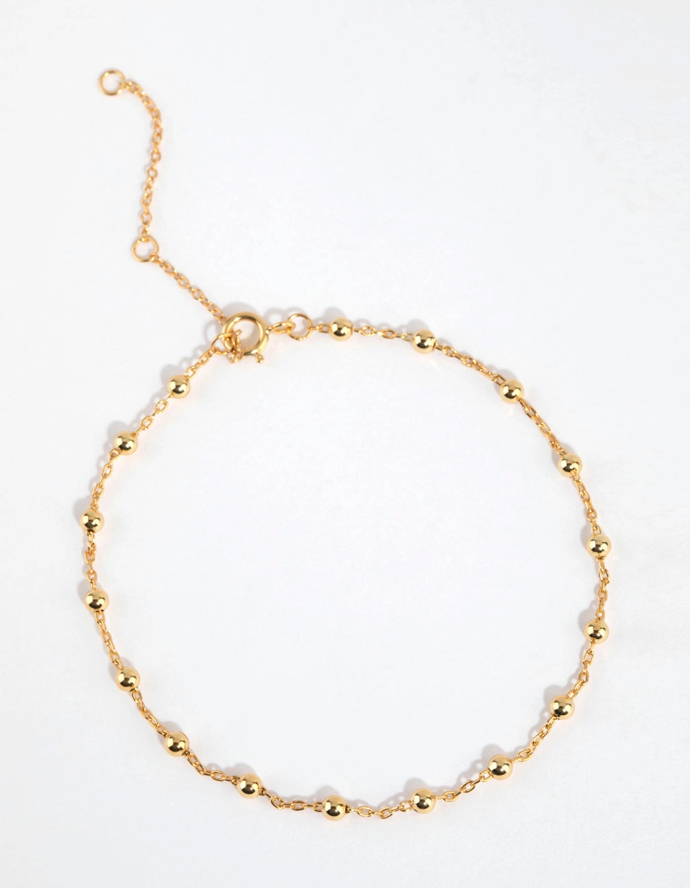 Gold Plated Sterling Silver Ball Chain Bracelet or Anklet Artistic Edge Dramatic Flare