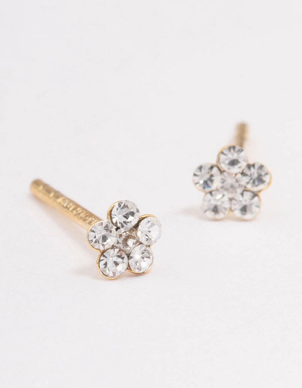 Perfect Gift Signature Touch Gold Plated Sterling Silver Diamante Flower Stud Earrings