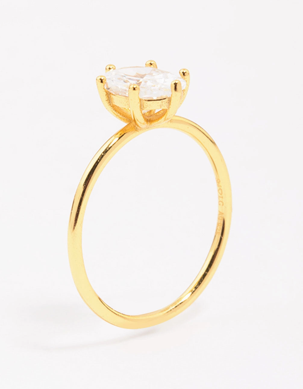 Gold Plated Sterling Silver Oval Solitaire Ring Modern Appeal