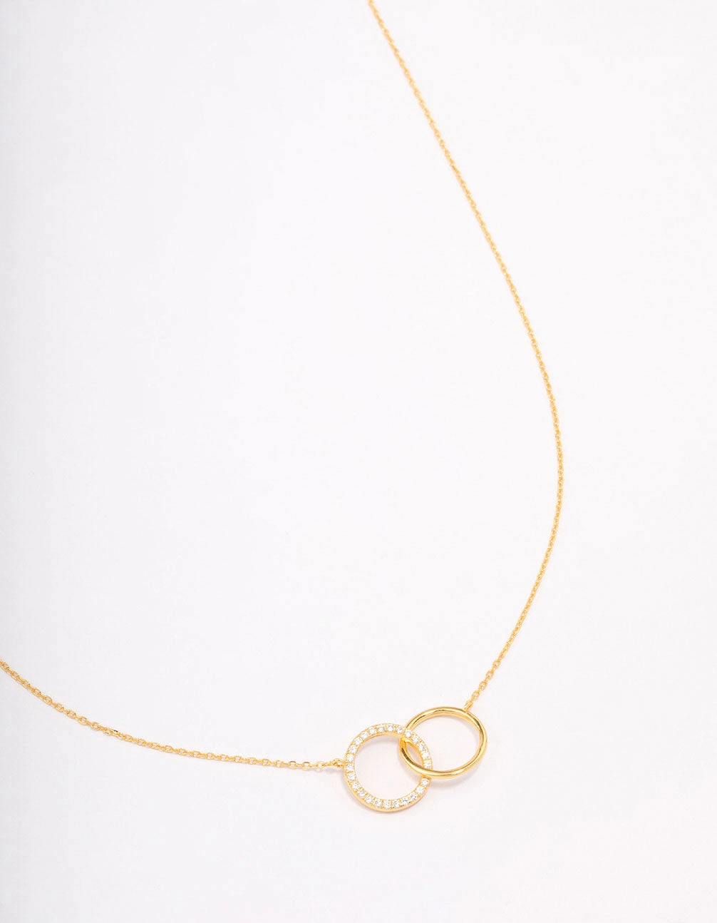 Vibrant Look Chic Sparkle Gold Plated Sterling Silver Paved Link Hoop Necklace