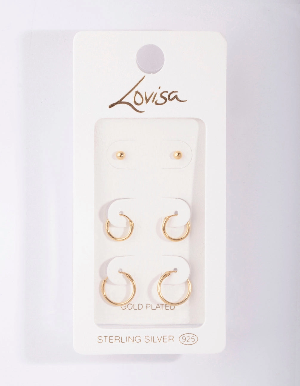 Gold Plated Sterling Silver Stud & Hoop Pack Earring Everyday Essential Event Favorite