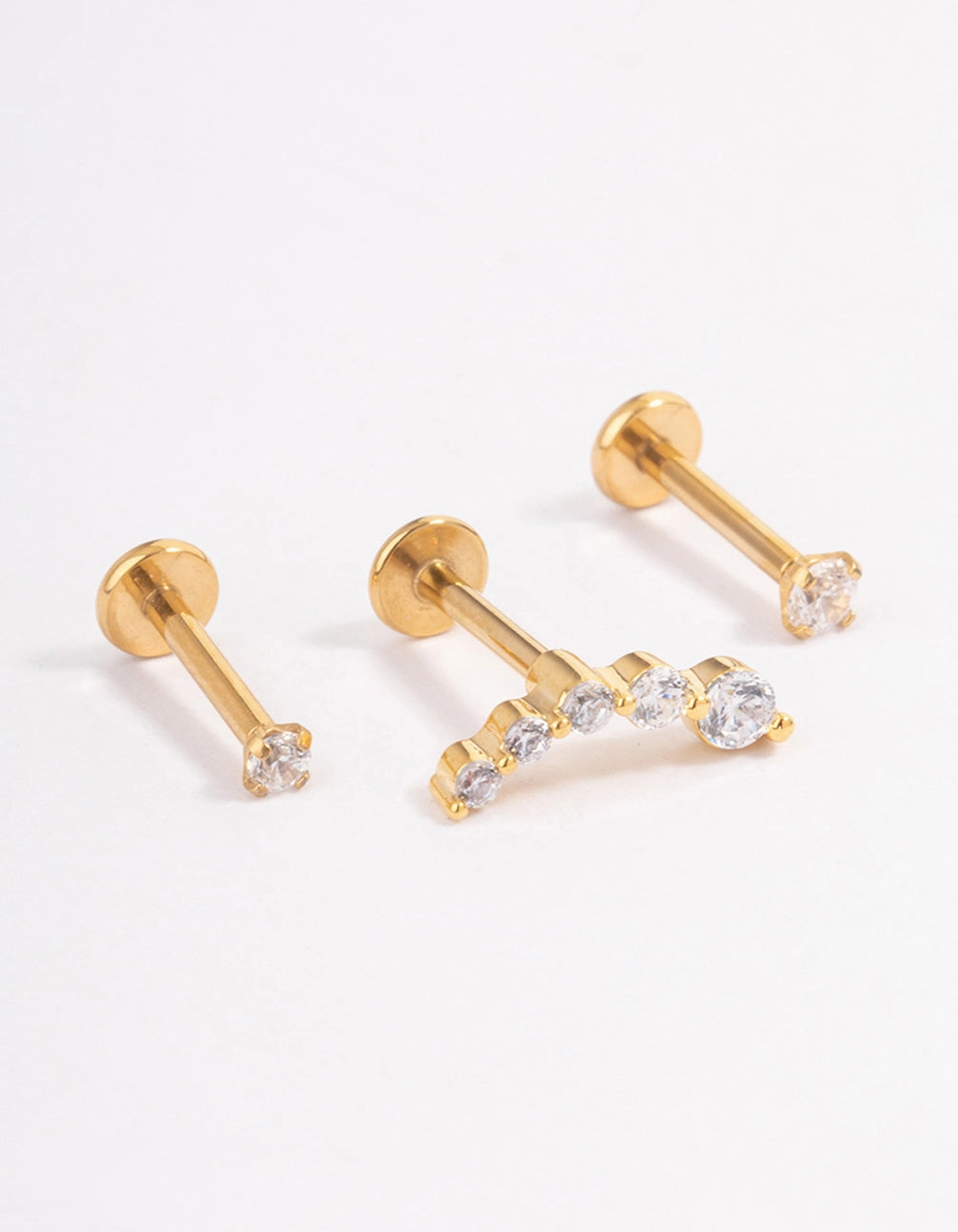 Festival Outfit Subtle Finish Gold Plated Surgical Steel Cubic Zirconia Crawler Flat Back Pack