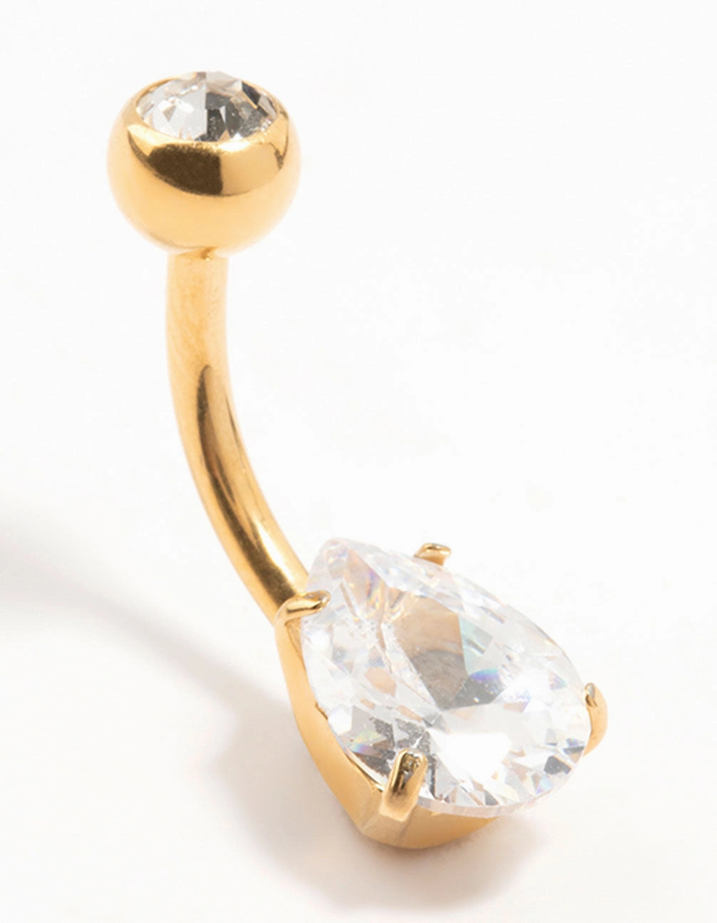 Gold Plated Titanium Round Bezel & Pear Belly Bar Gleaming Glow