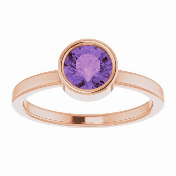 sophisticated appearance Amazing Jewelry 14K Rose 6 mm Natural Amethyst Ring