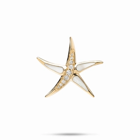 Sealife Starfish Mother of Pearl Pendant in Gold - 23mm Golden Accent Subtle Feature