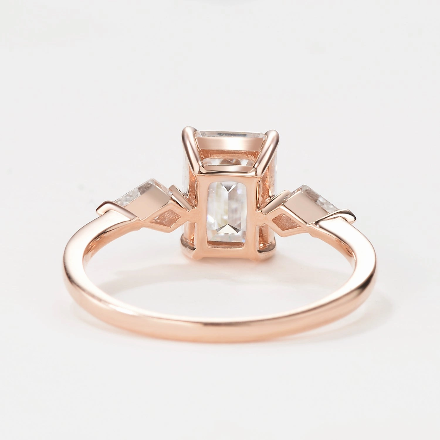 Emerald Cut Moissanite Classic Three-stone Engagement Ring Sophisticated Edge