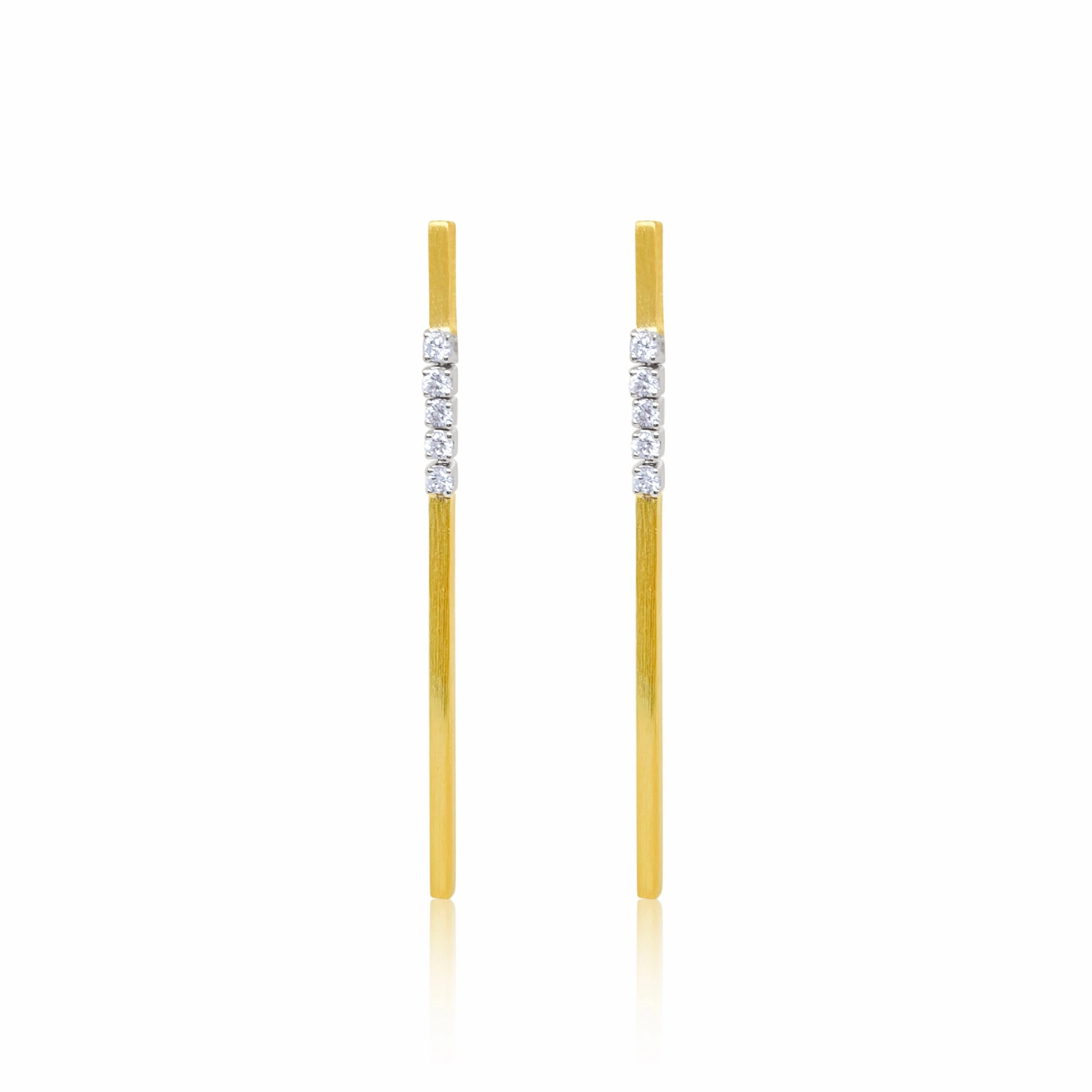 Diamond and Gold Bar Earrings Comfort Style Graceful Fit